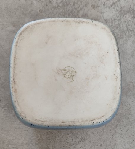 Bougeoir cube porcelaine Virebent Vintage 60-70s