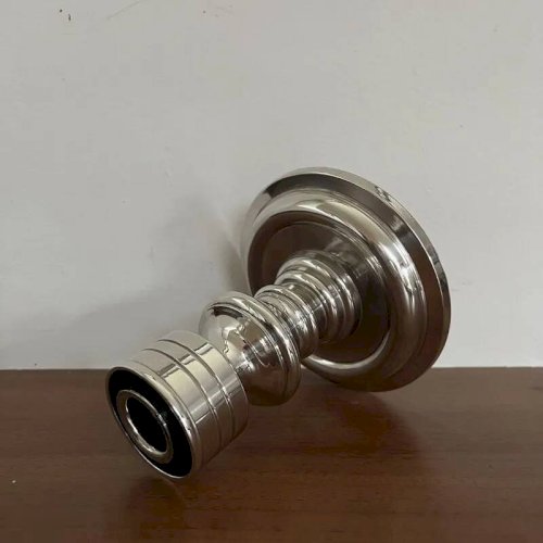 Bougeoir design en métal argenté