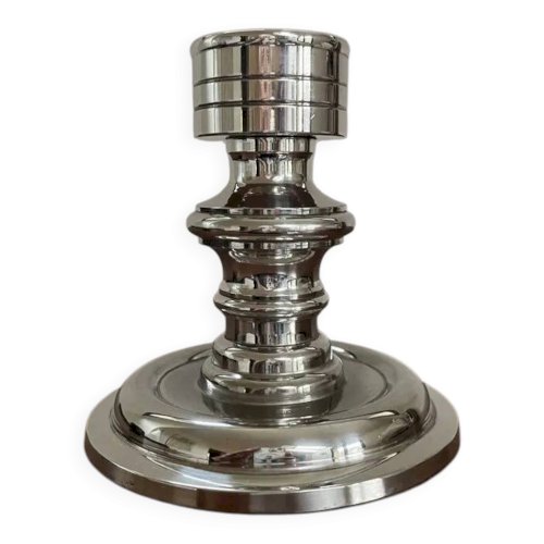 Bougeoir design en métal argenté