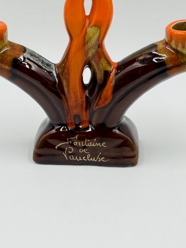 Bougeoir double Vallauris Fontaine de Vaucluse céramique vintage