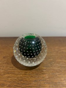Bougeoir en cristal bullé murano