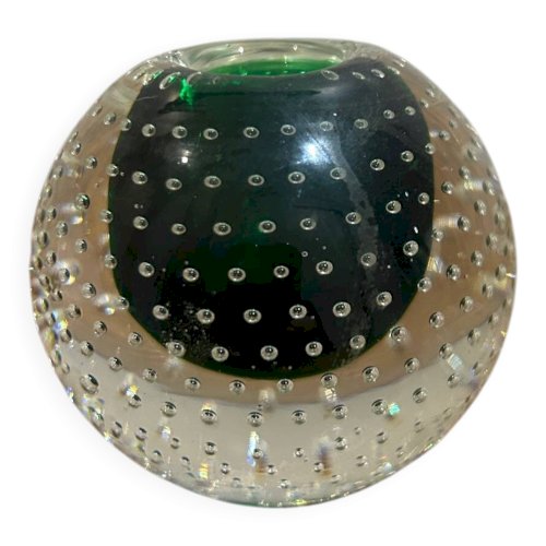 Bougeoir en cristal bullé murano