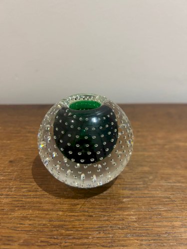 Bougeoir en cristal bullé murano