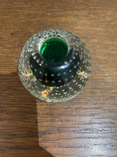 Bougeoir en cristal bullé murano
