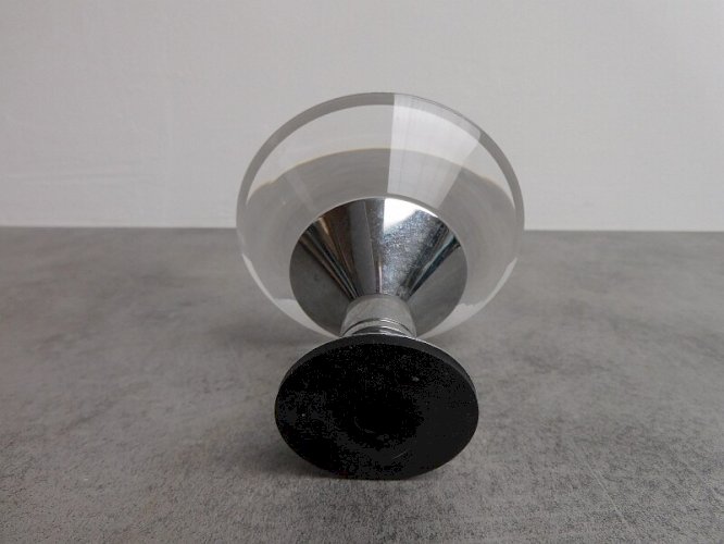BOUGEOIR EN CRISTAL ET CHROME