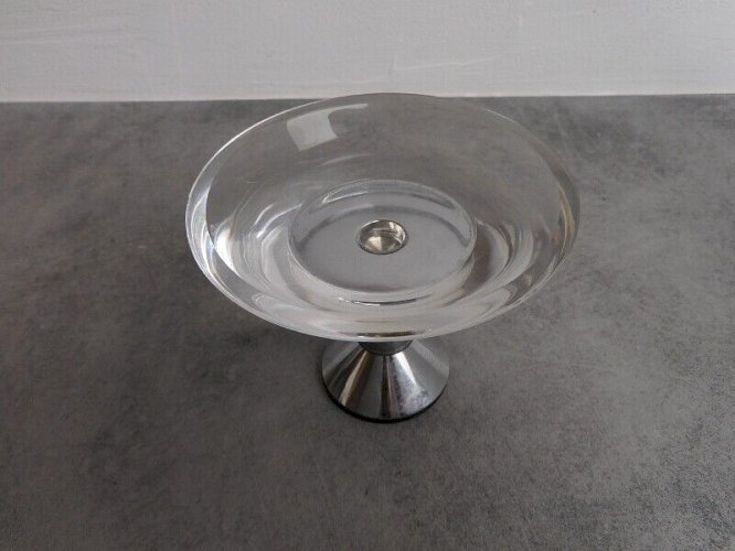 BOUGEOIR EN CRISTAL ET CHROME