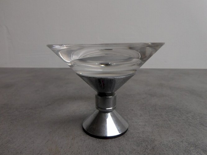 BOUGEOIR EN CRISTAL ET CHROME