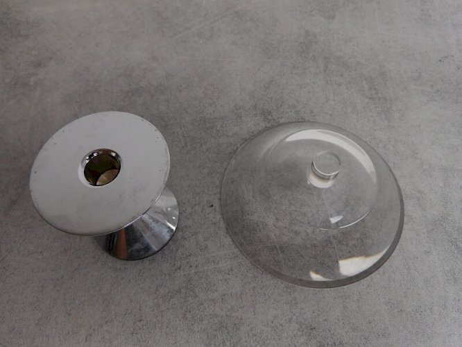 BOUGEOIR EN CRISTAL ET CHROME