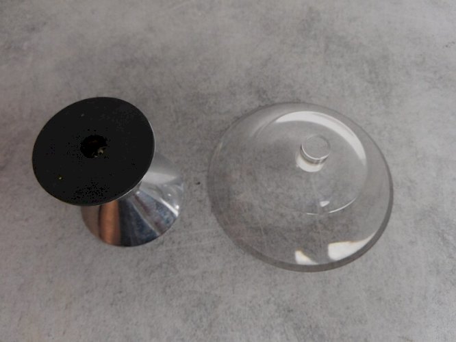 BOUGEOIR EN CRISTAL ET CHROME