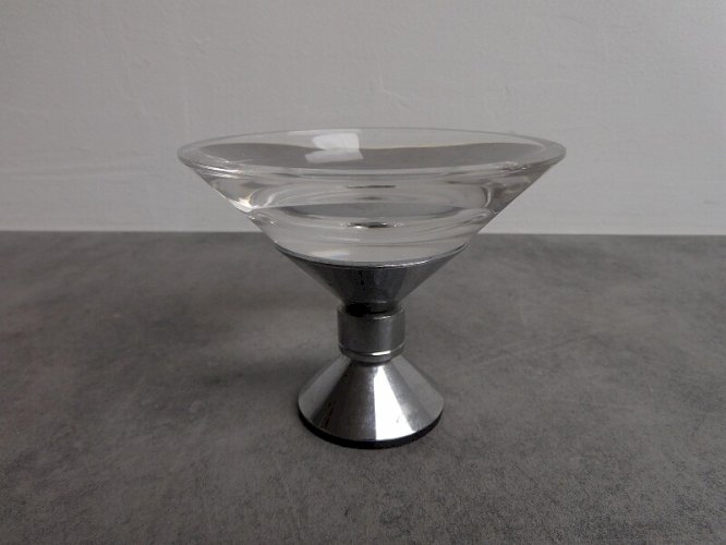 BOUGEOIR EN CRISTAL ET CHROME