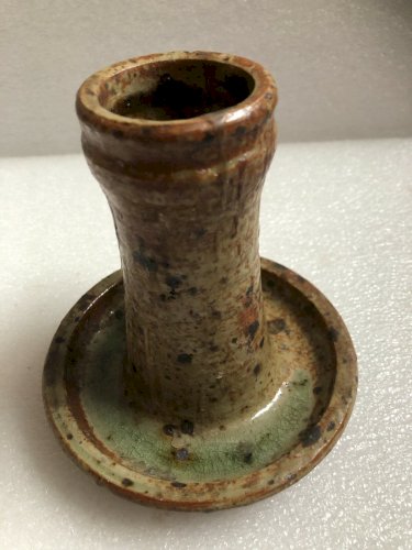 bougeoir en grès pyrité Puisaye ? non signé artisanat art populaire poterie