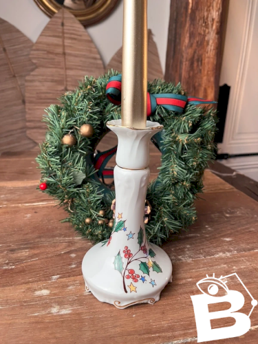 Bougeoir en porcelaine de Limoges décor Noël