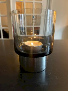 Smoky glass candlestick Boussu edition, 1970