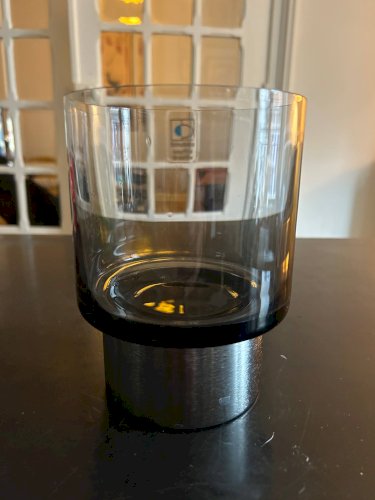 Bougeoir en verre fumé édition Boussu, 1970