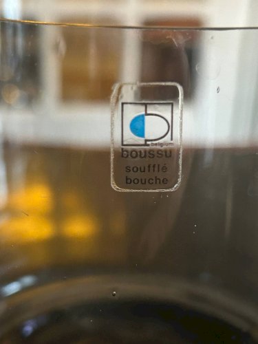 Bougeoir en verre fumé édition Boussu, 1970