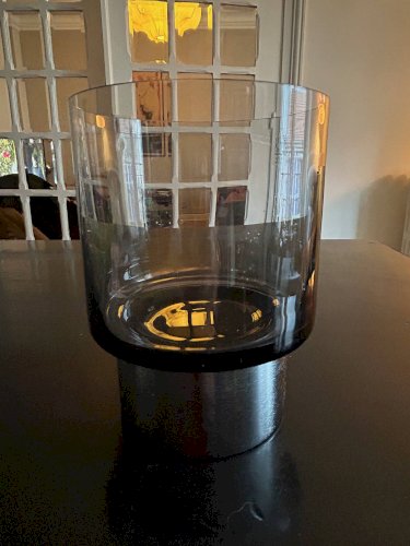 Bougeoir en verre fumé édition Boussu, 1970