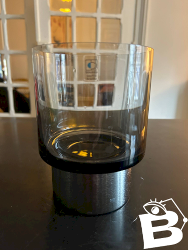 Bougeoir en verre fumé édition Boussu, 1970