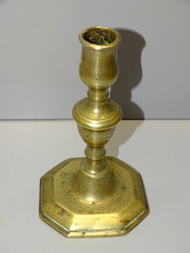 -BOUGEOIR HAUTE EPOQUE BRONZE ou LAITON CANDELABRE LOUIS XIV COLLECTION   D
