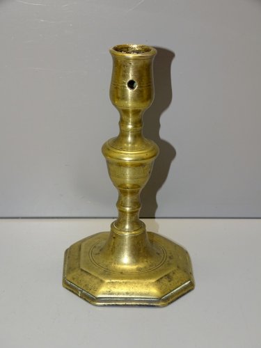 -BOUGEOIR HAUTE EPOQUE BRONZE ou LAITON CANDELABRE LOUIS XIV COLLECTION   D