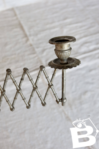 Bougeoir mural télescopique vintage en métal argenté