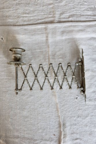 Bougeoir mural télescopique vintage en métal argenté