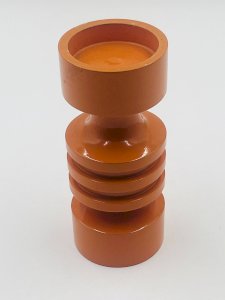 Bougeoir orange seventies en bois
