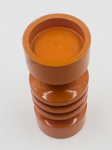 Bougeoir orange seventies en bois