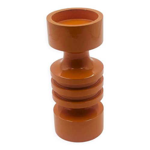 Bougeoir orange seventies en bois
