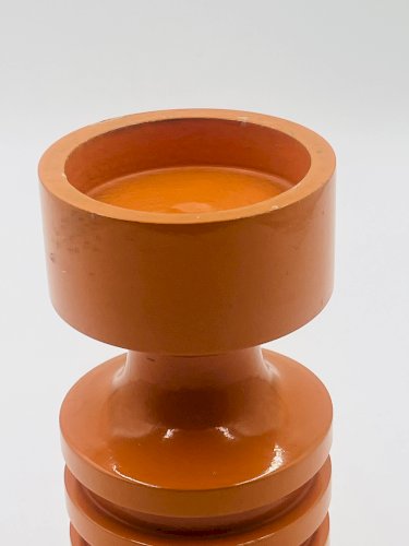 Bougeoir orange seventies en bois