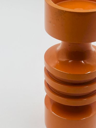 Bougeoir orange seventies en bois