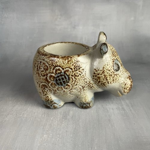 Bougeoir photophore petit hippopotame en céramique japonaise Pier Import