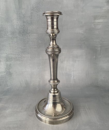 Bougeoir  / pied de lampe en bronze argenté orfèvrerie Chrysalia Paris