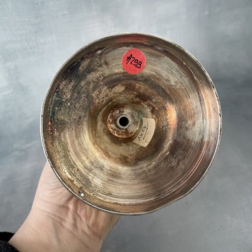 Bougeoir  / pied de lampe en bronze argenté orfèvrerie Chrysalia Paris