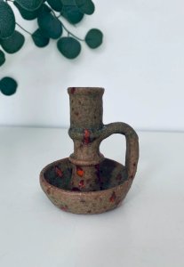Bougeoir Rat de Cave Grès Artisanal Orezza Corse Vintage 70s