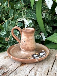 Bougeoir rat de cave vintage marron motif fleur