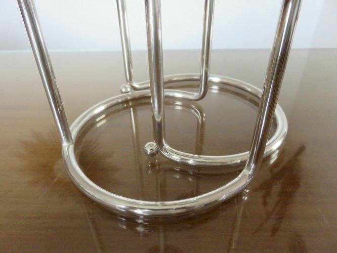 BOUGEOIR SCANDINAVE MODERNISTE, MINIMALISTE EN METAL ARGENTE ANNEES 60 70 