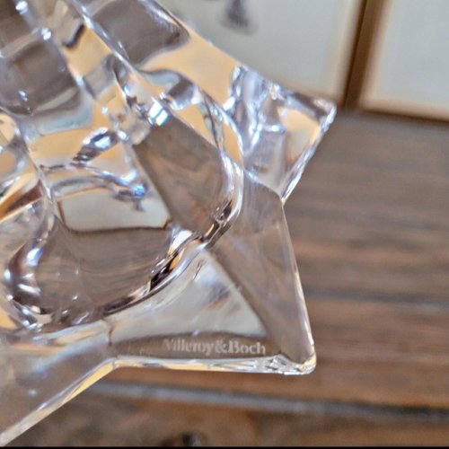 Bougeoir Villeroy et Boch en cristal, forme détoile pour 2 chandelles