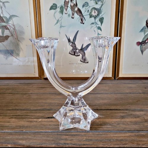 Bougeoir Villeroy et Boch en cristal, forme détoile pour 2 chandelles