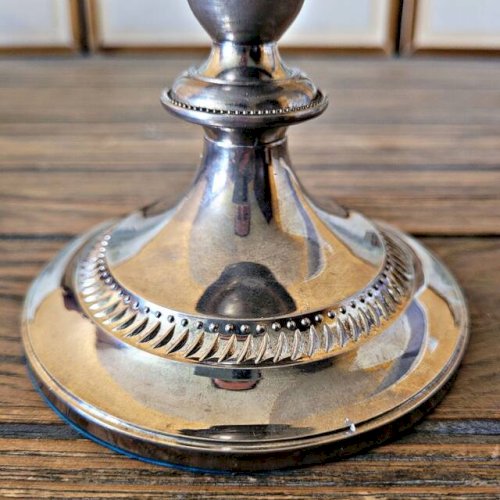 Bougeoir vintage métal argenté pour chandelle