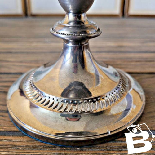 Bougeoir vintage métal argenté pour chandelle