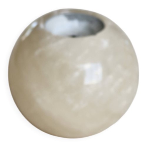 Bougeoir vintage pierre ronde style marbre - Teinte beige claire