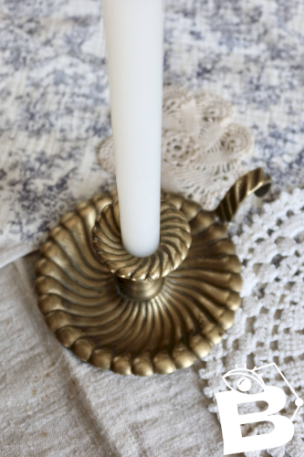 Bougeoir vintage rat de cave laiton doré - Plateau coquille spiralée style