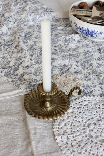 Bougeoir vintage rat de cave laiton doré - Plateau coquille spiralée style