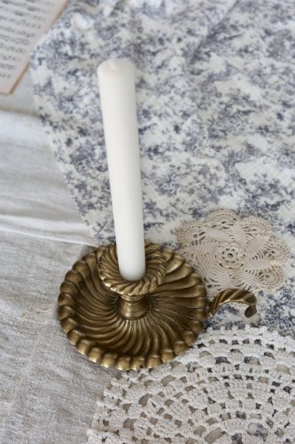 Bougeoir vintage rat de cave laiton doré - Plateau coquille spiralée style