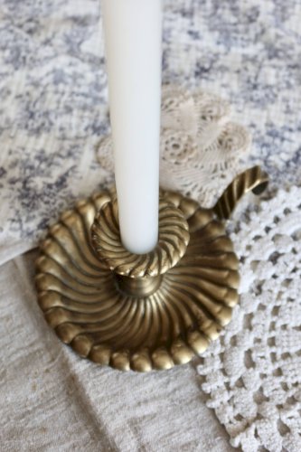 Bougeoir vintage rat de cave laiton doré - Plateau coquille spiralée style