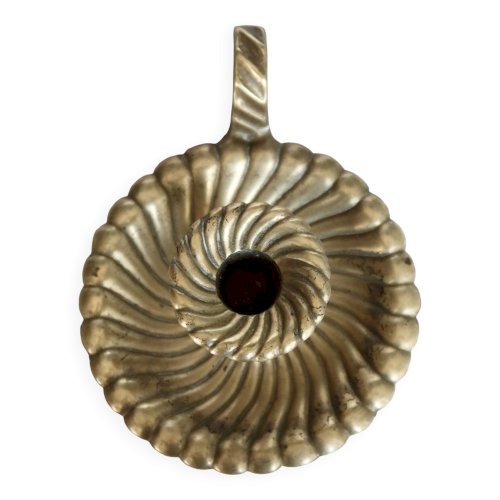 Bougeoir vintage rat de cave laiton doré - Plateau coquille spiralée style