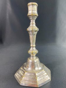 Bougeoir XVIIIe flambeau d'époque Régence en bronze réargenté par A. Frenais