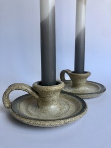 Handcrafted stoneware candle holders