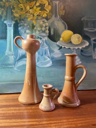 Bougeoirs en grès vintage