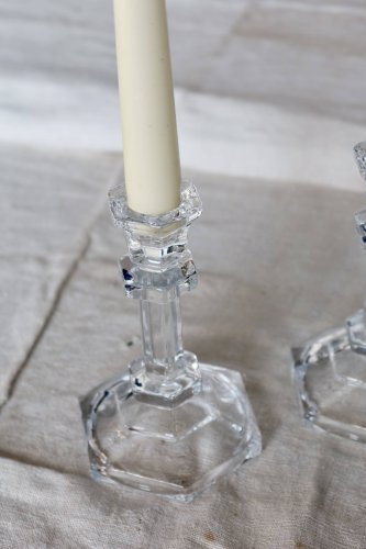 Bougeoirs vintage en verre taillé